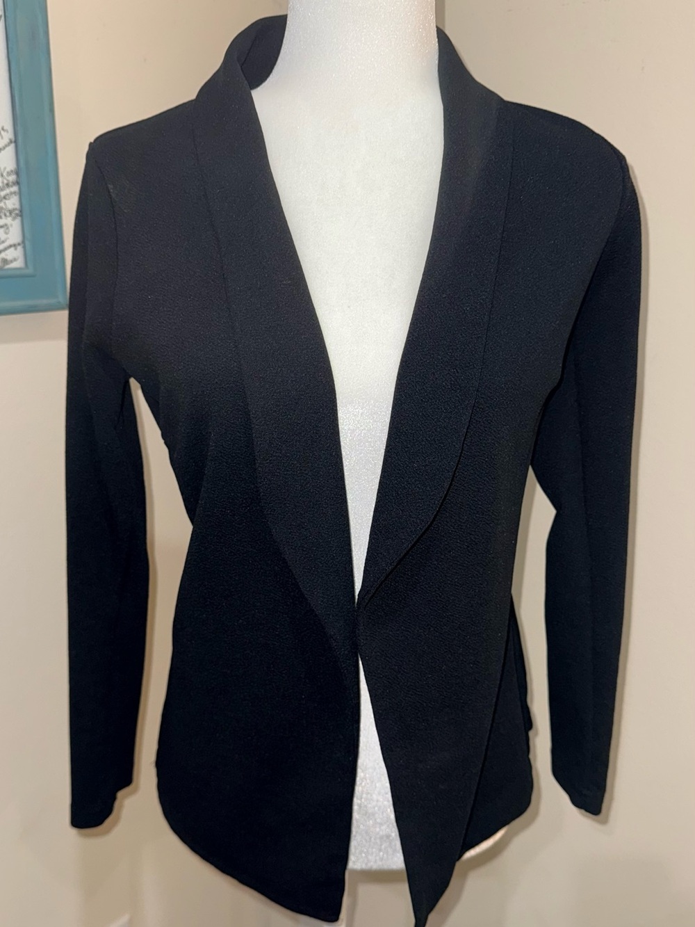 Black Open-Front Women's Blazer Jacket